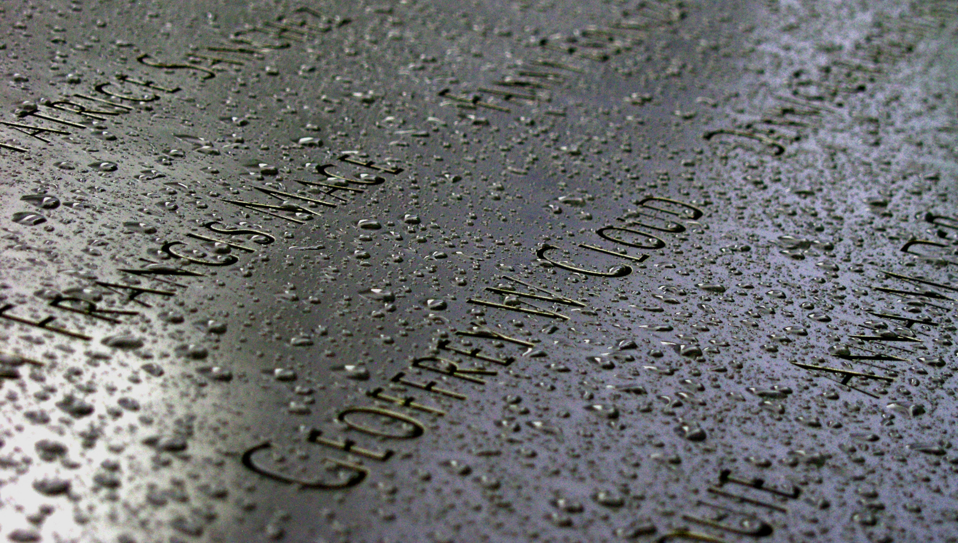 9/11 Memorial Lower Manhattan in the rain