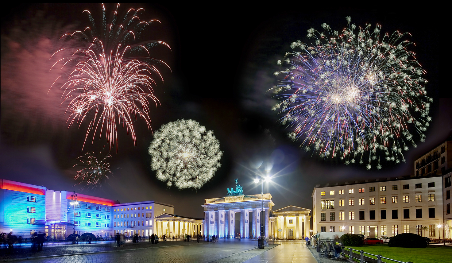 9123E-25E Pariser Platz  Berlin Feuerwerk Brandenburger Tor