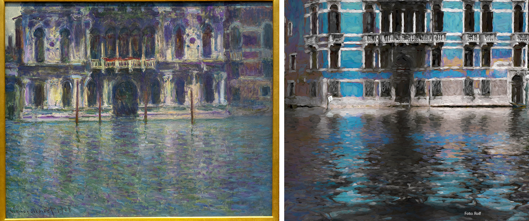 942B Canale Grande  Venedig Gegenüberstellung Bild Claude Monet und Bild Rolf