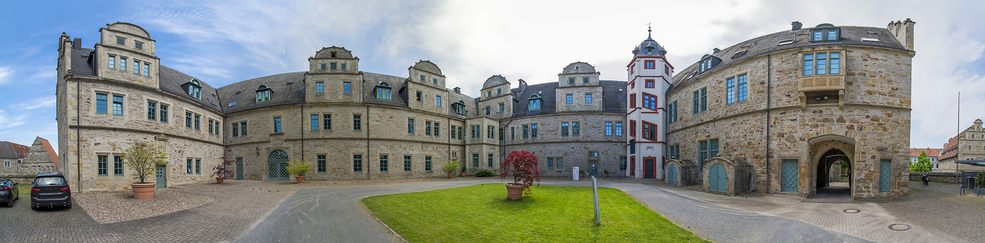 9475SB-78SB Schloss Stadthagen Innhof Panorama