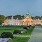 9645R-51R Kurpark Bad Oeynhausen Kaiserpalais mit Springbrunnen beleuchtet