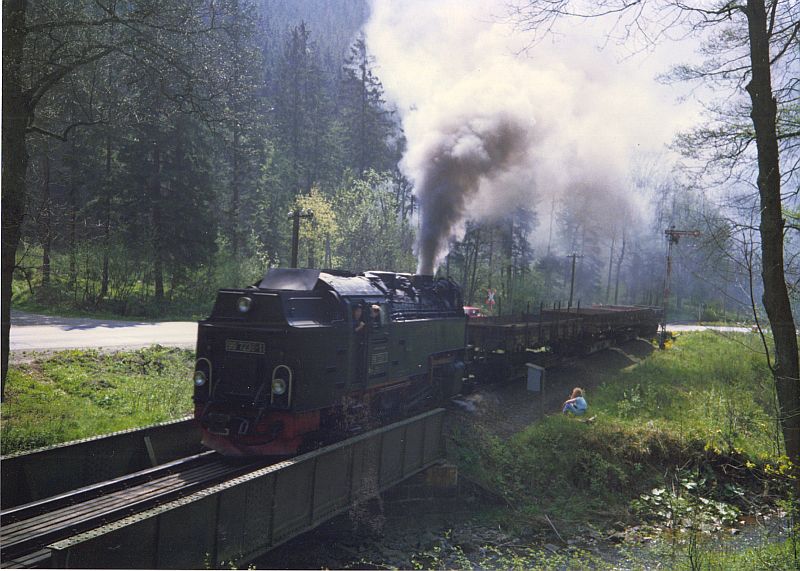 99 mit Güterzug,Ausfahrt Eisfelder Talmühle