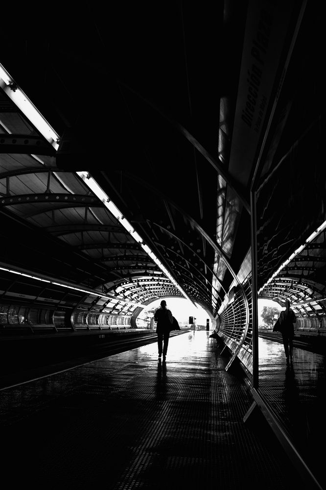 Solitaria esperando el tren. de Manuel Venegas 