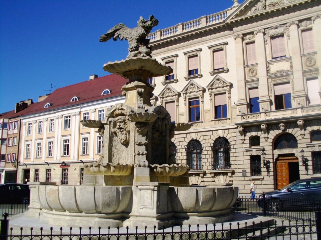 A baroque fountain in square of White Eagle