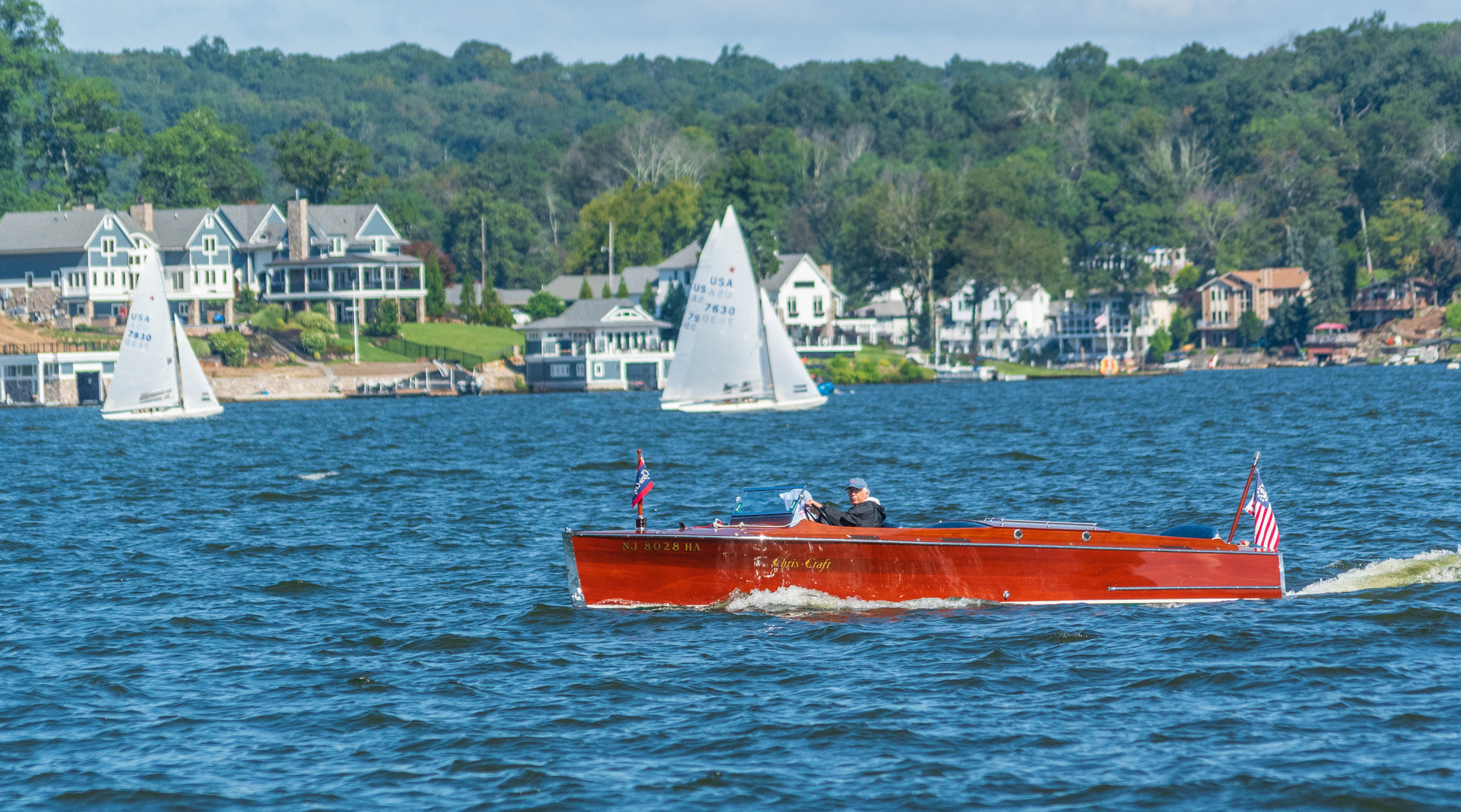 A Beautiful morning boating on the lake