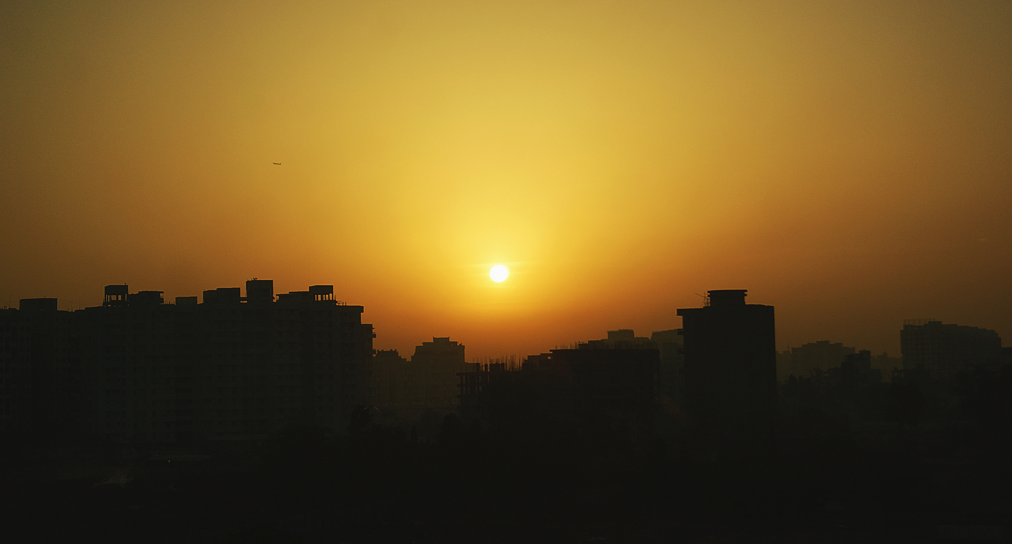 A beautiful sunrise with scary concrete structure