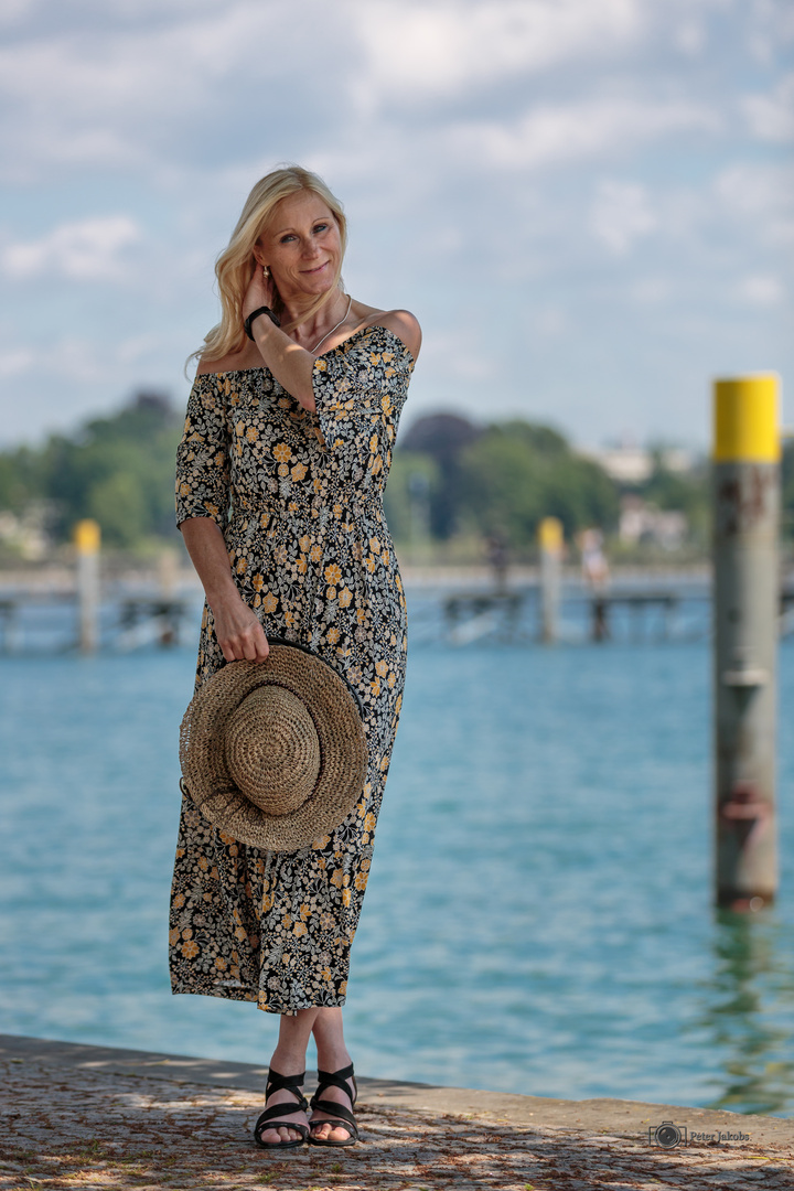 A beautiful woman at Konstanz during sunny day