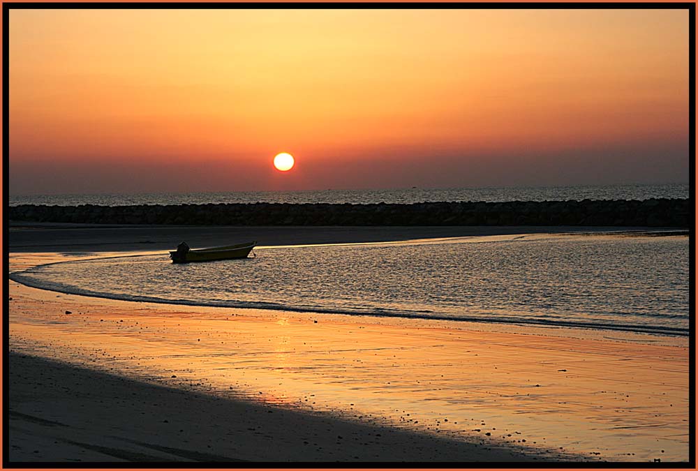 a bright red sunset..