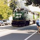 A Burlington Northern Freight Train in the Streets of Ft.Collins...