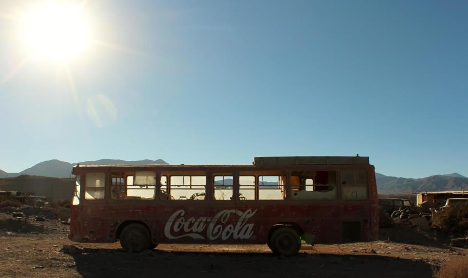 A bus alone in the desert