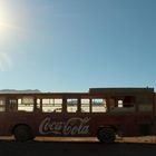 A bus alone in the desert