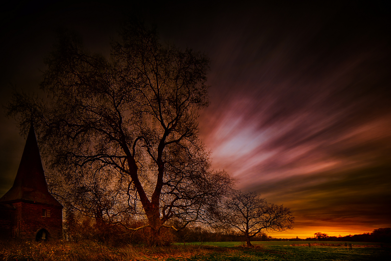 A castle and 2 trees