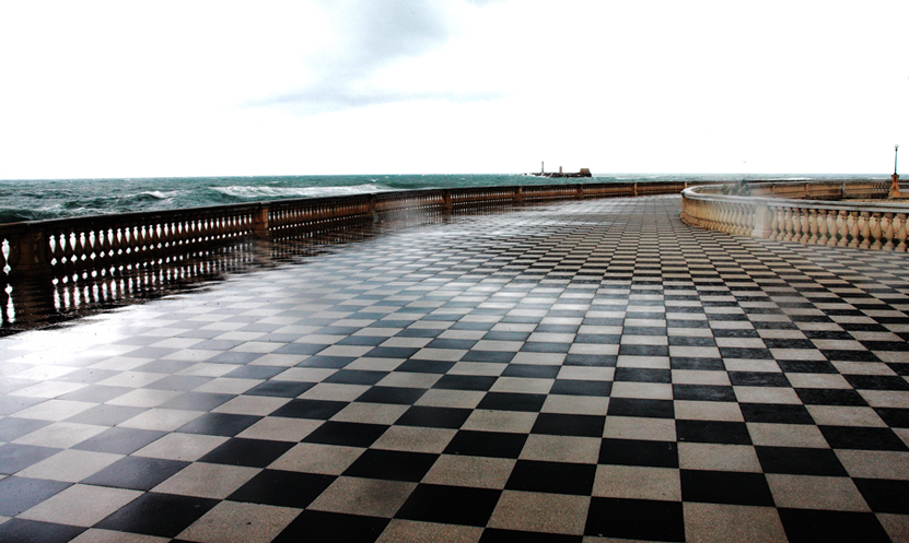 a chessboard on the sea