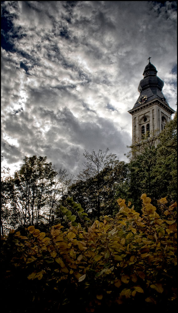 A church in autumn