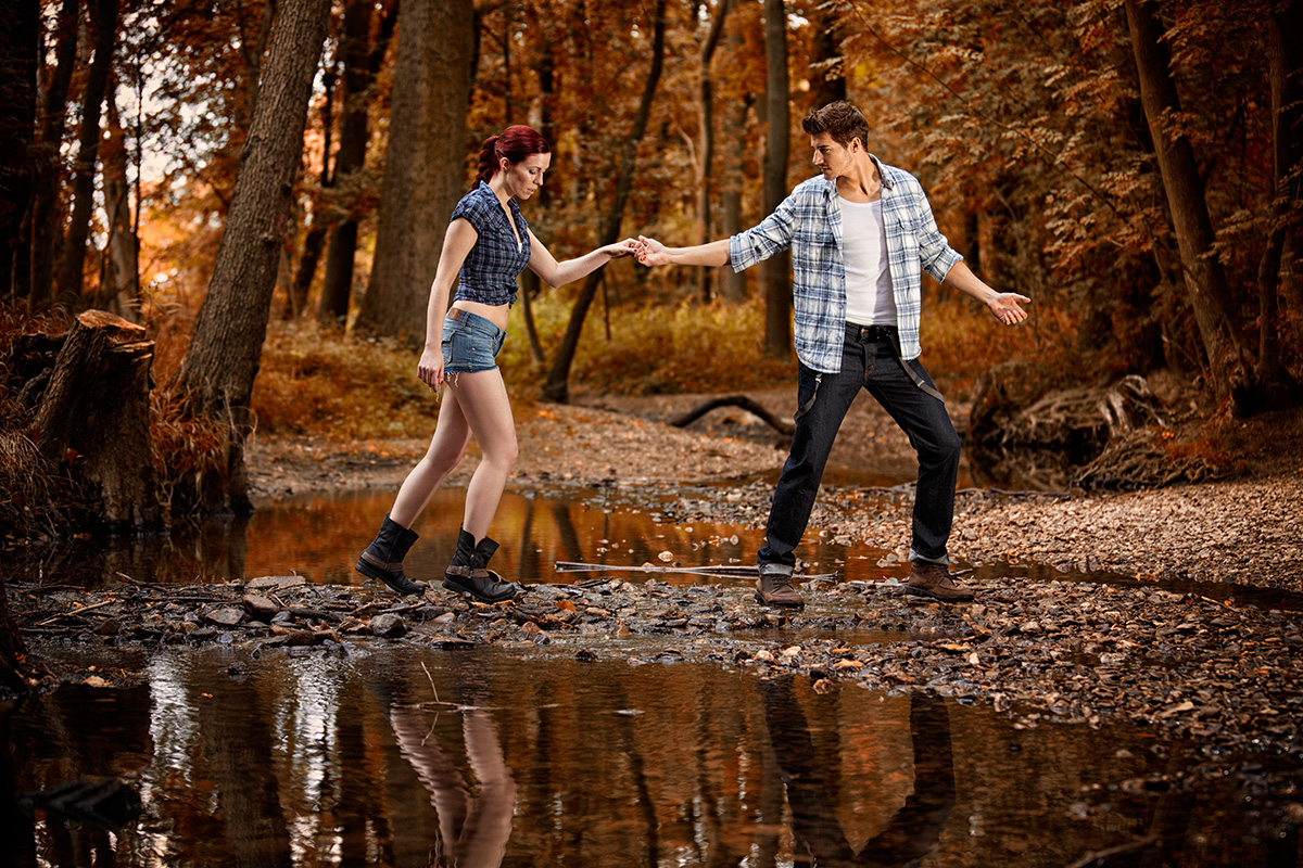 A couple in the woods