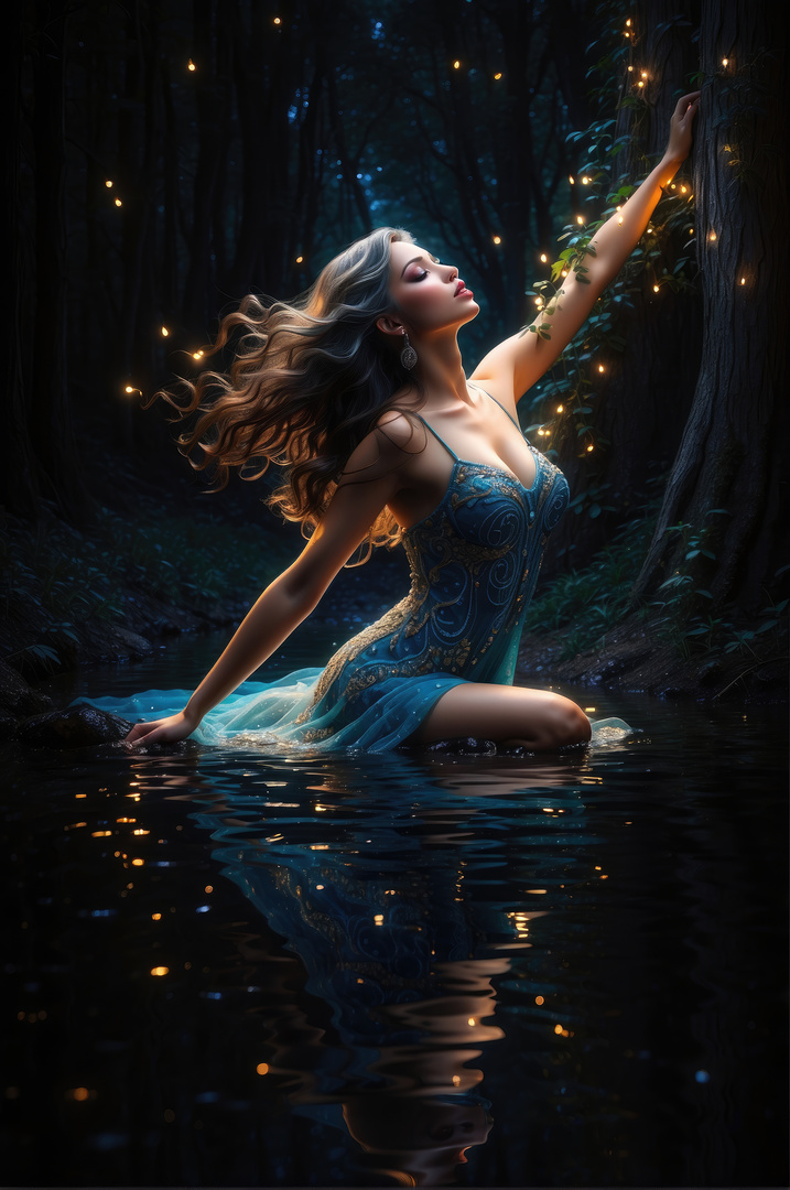 A dancer in a mystical forest-