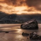 A dramatic cloud atmosphere at Eibsee Lake 