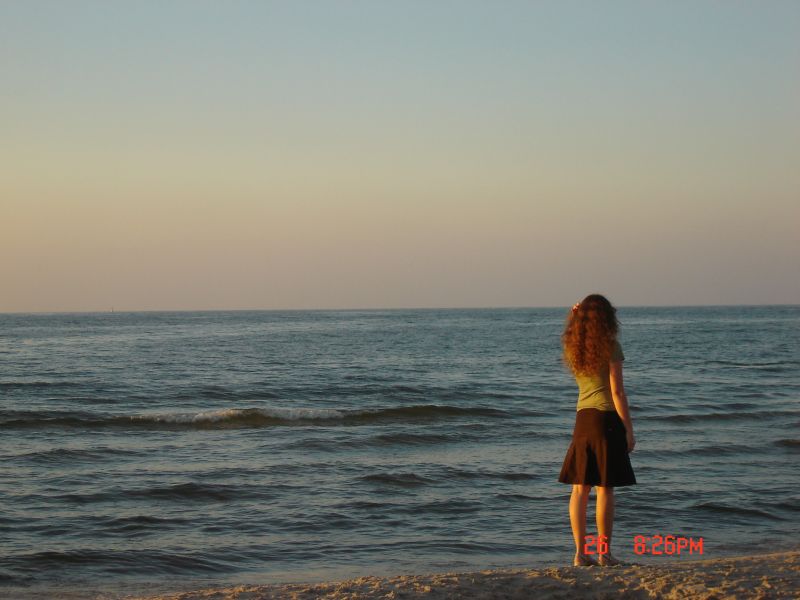 A girl and the sea.