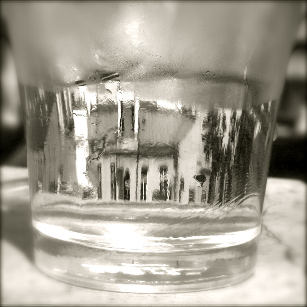 a glass of water