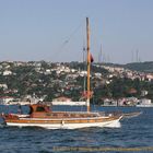 A gulet while running on Bosphorus