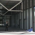 a homeless girl at the Centre Pompidou