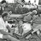 A Kibbutz family on the lawn