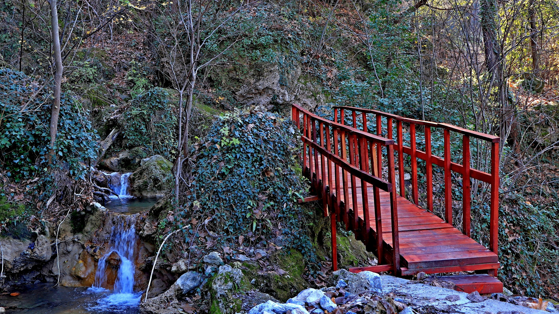 A  little red bridge