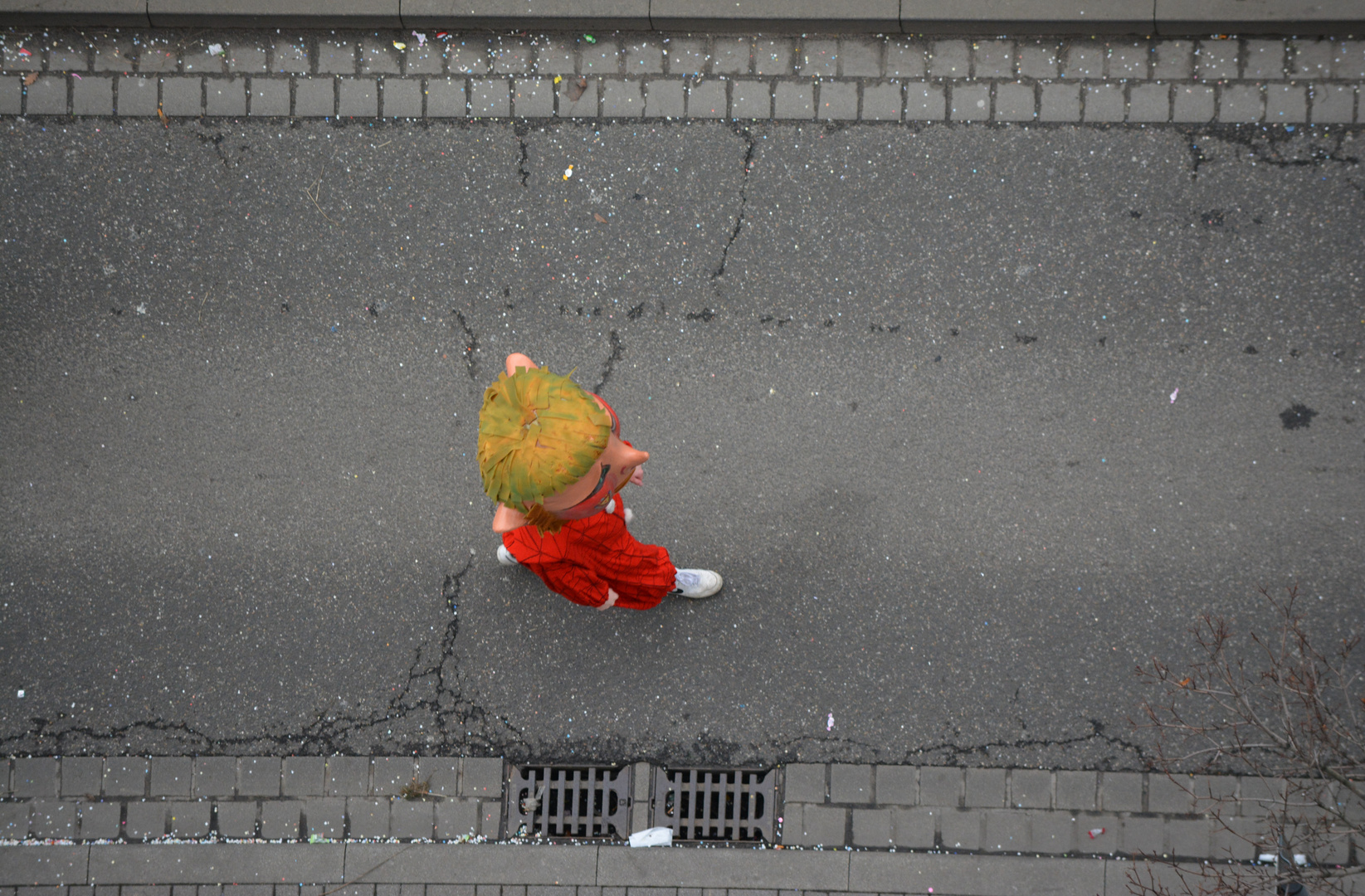 A lone walker in the carnival parade!