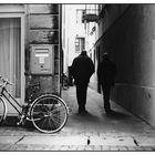 a mailbox, a bike and two strangers