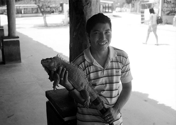 A Mayan Boy With Iguana