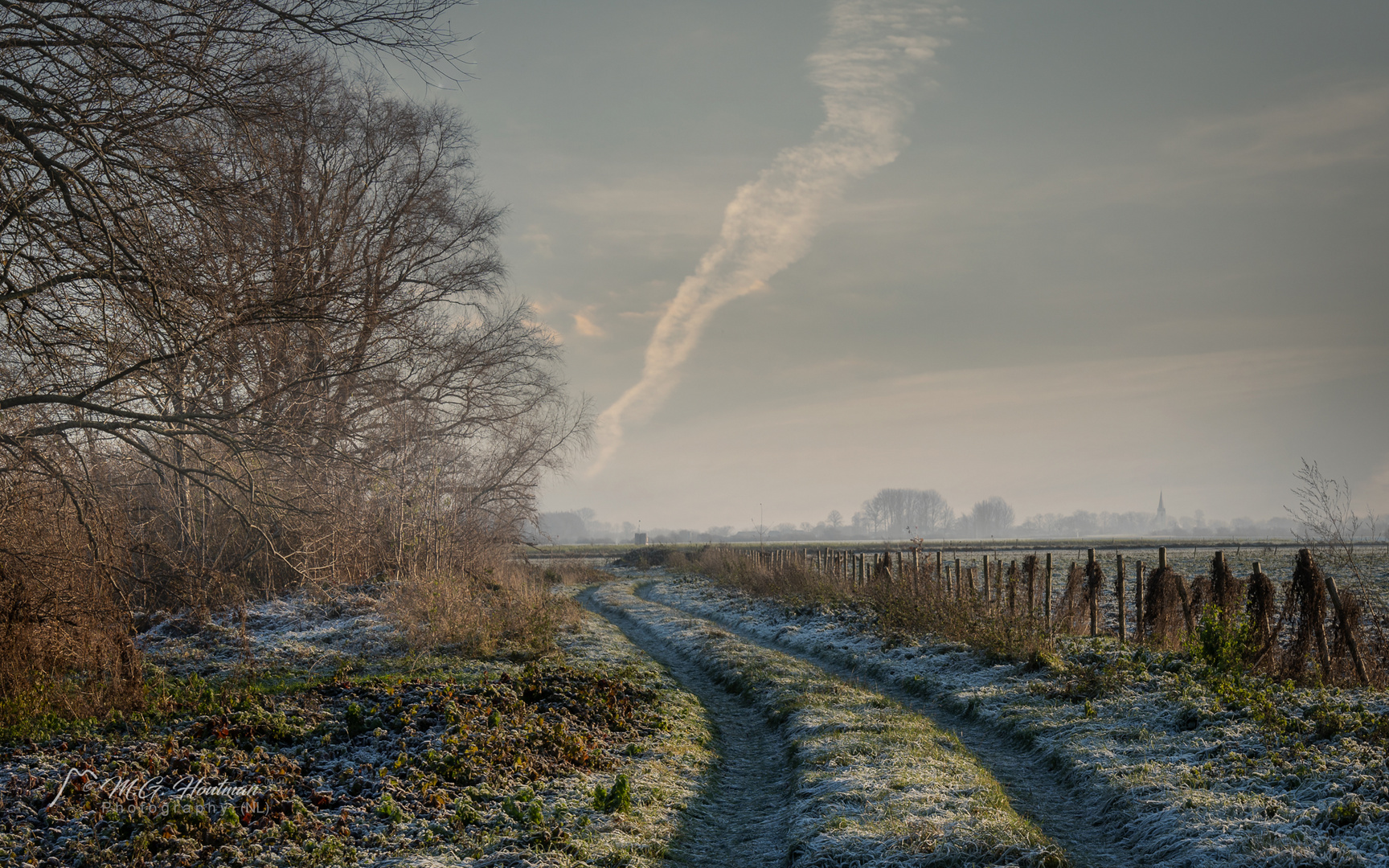 A misty and cold rural area