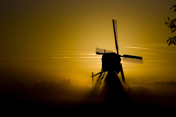 A misty sunrise.