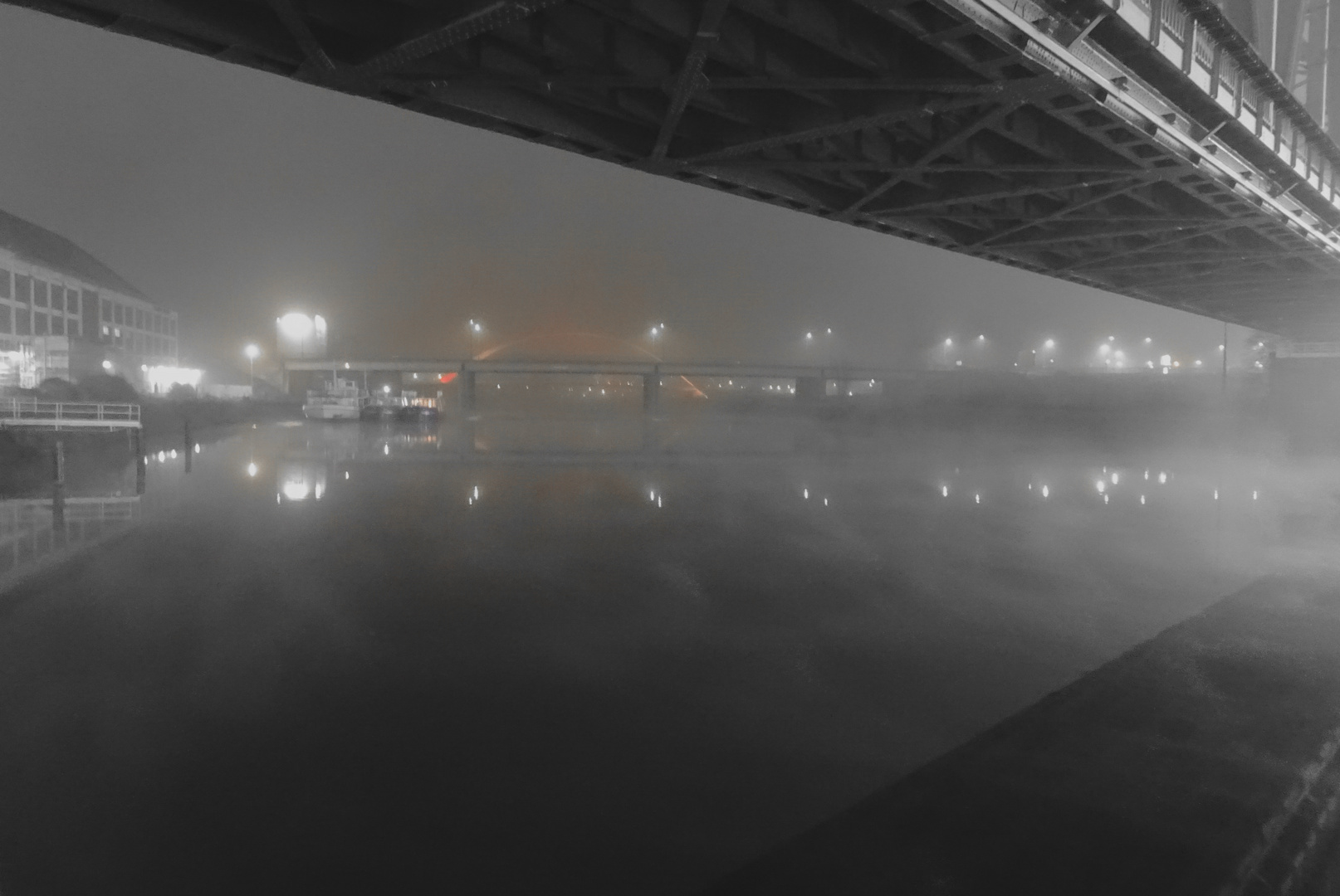 A Night at the Harbour - bridges in the fog