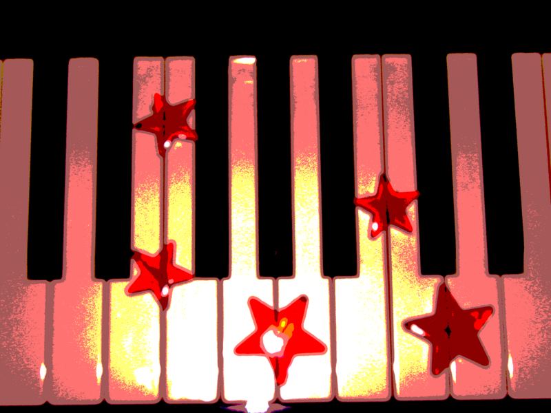 a noise of the piano is like the sound of a burning star which falls into a lake of clear cold water