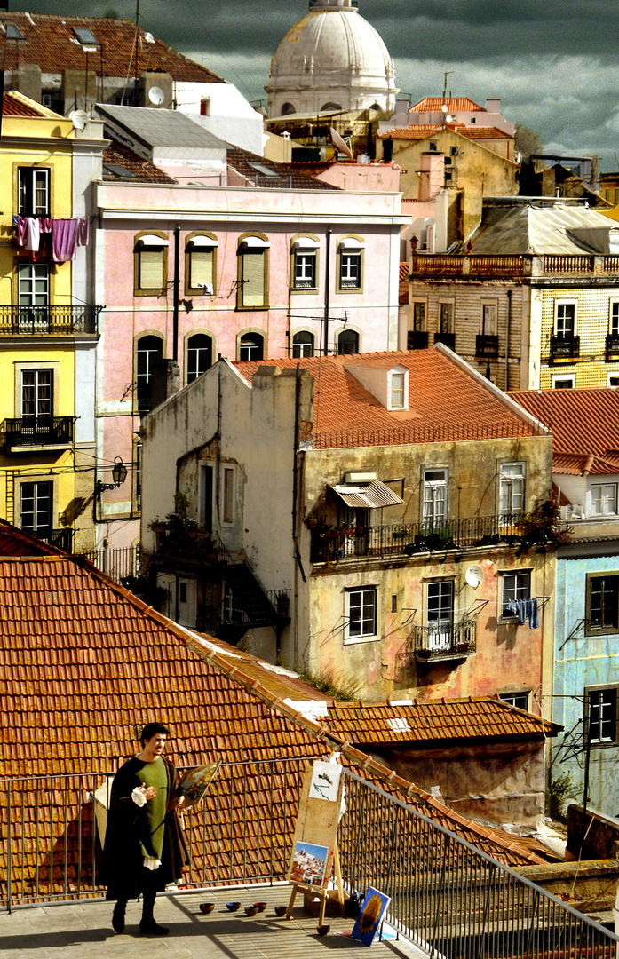 A painter...on the roof