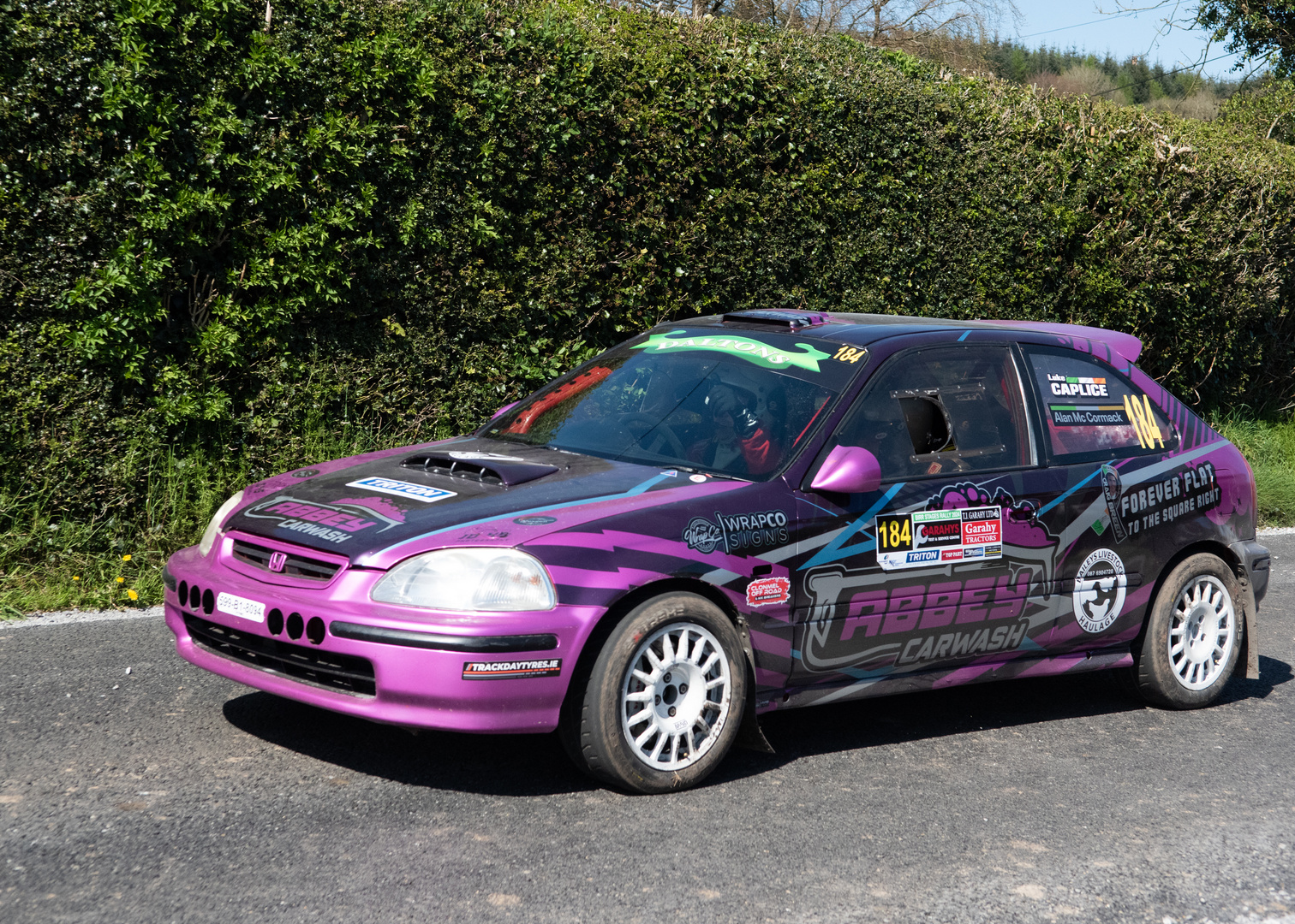 A participant in a car rally in Co. Laoise, Ireland