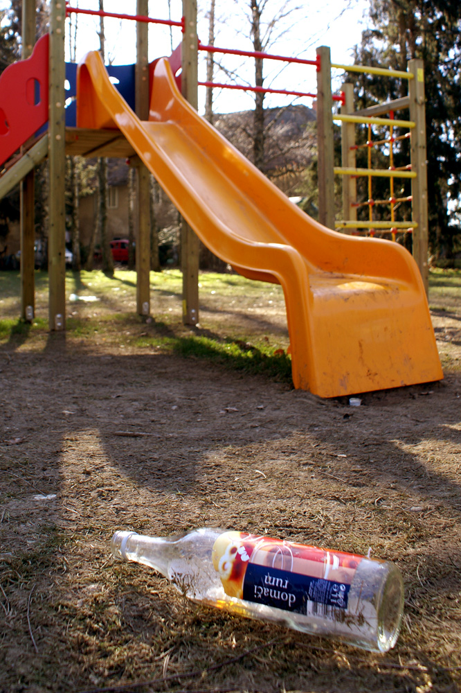 A playground ... and a bottle of rum