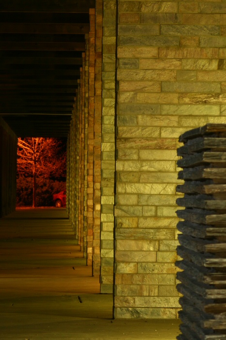 A progression of bricks and light.