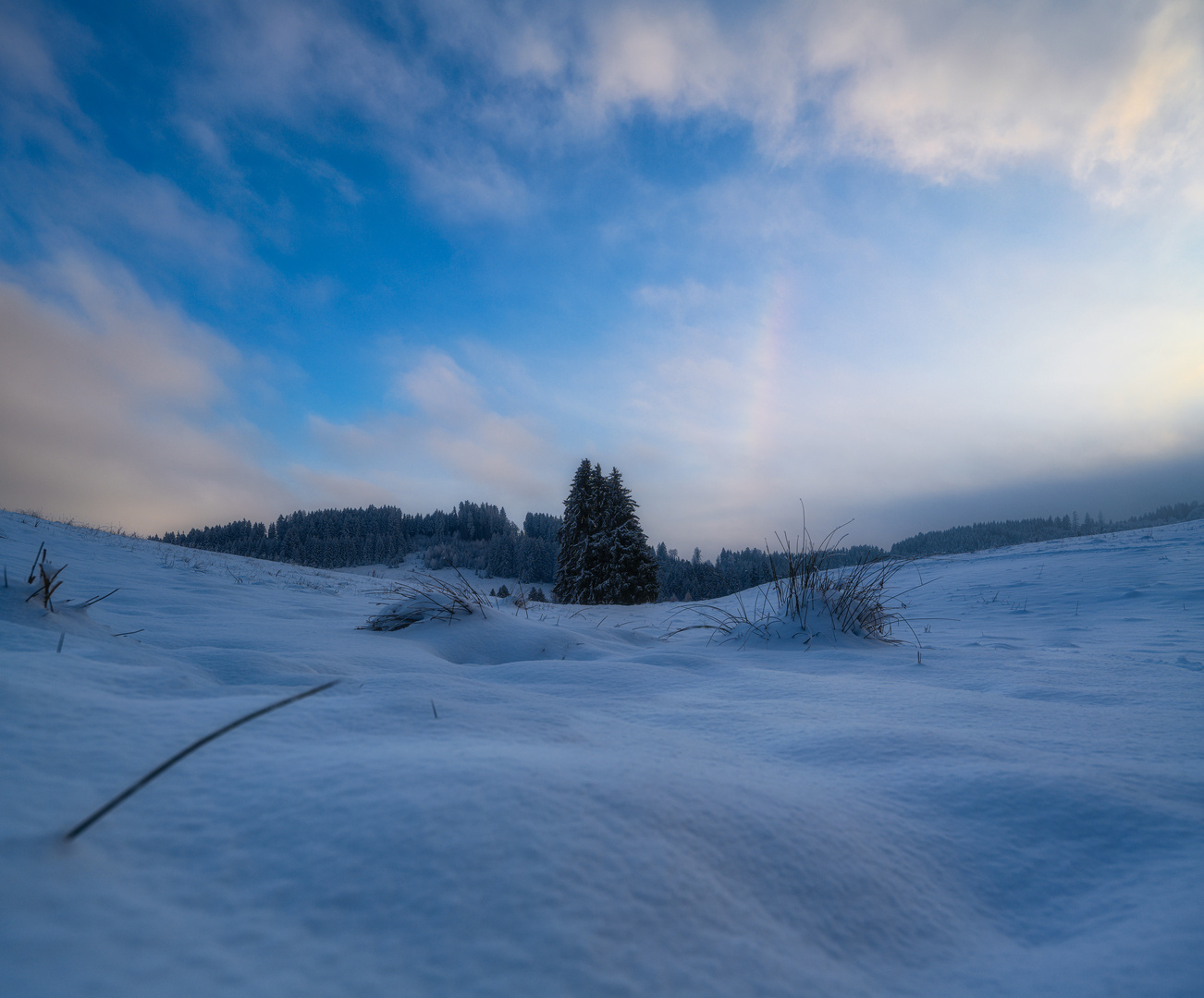 A rainbow in wintertime