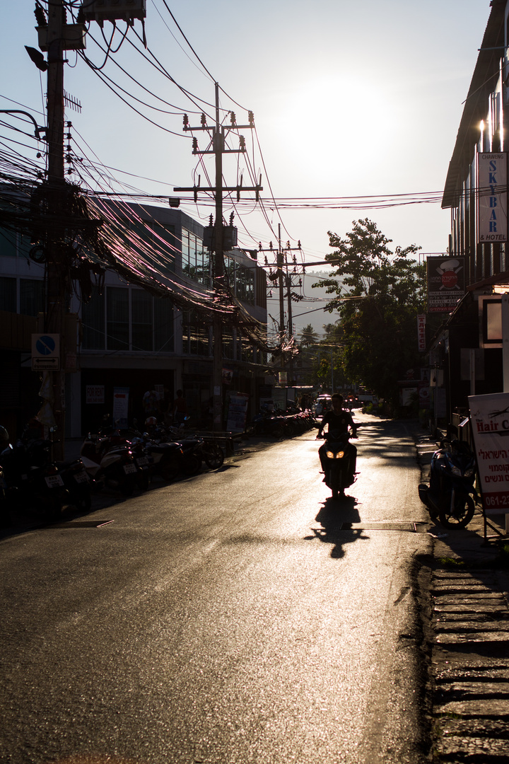 a road at the sunset