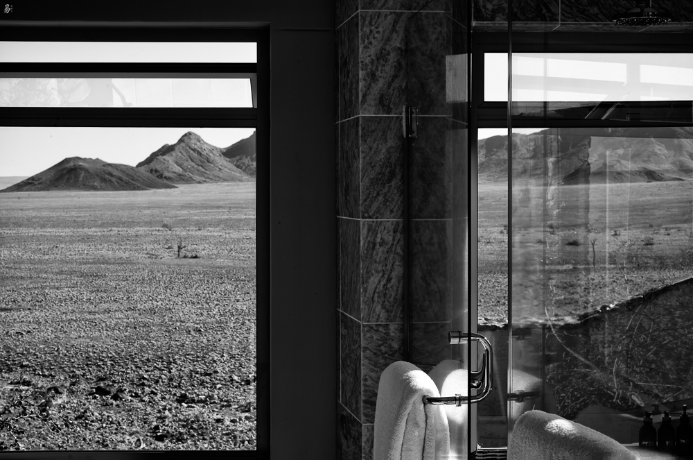 a shower in the desert