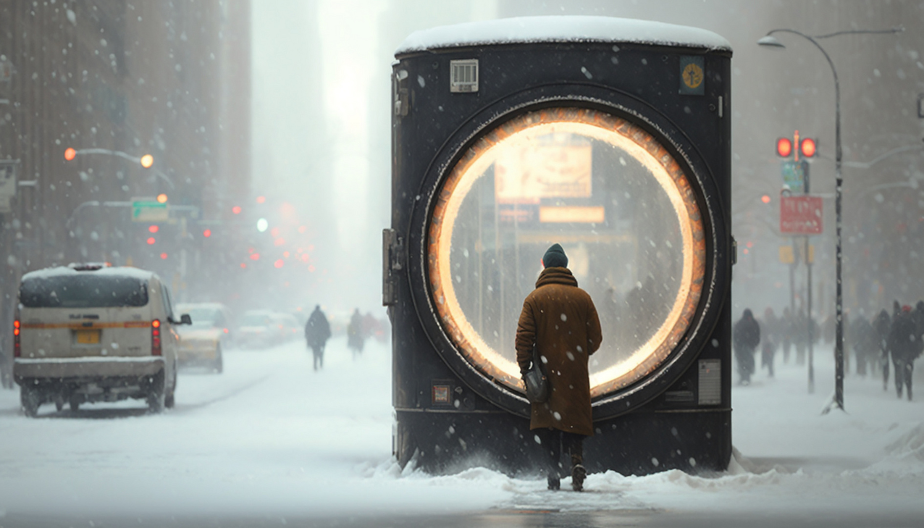 a  snowy day in New York City