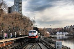 A Splash of Bold Colors on a Drab Winter Afternoon - A Metro-North Moment