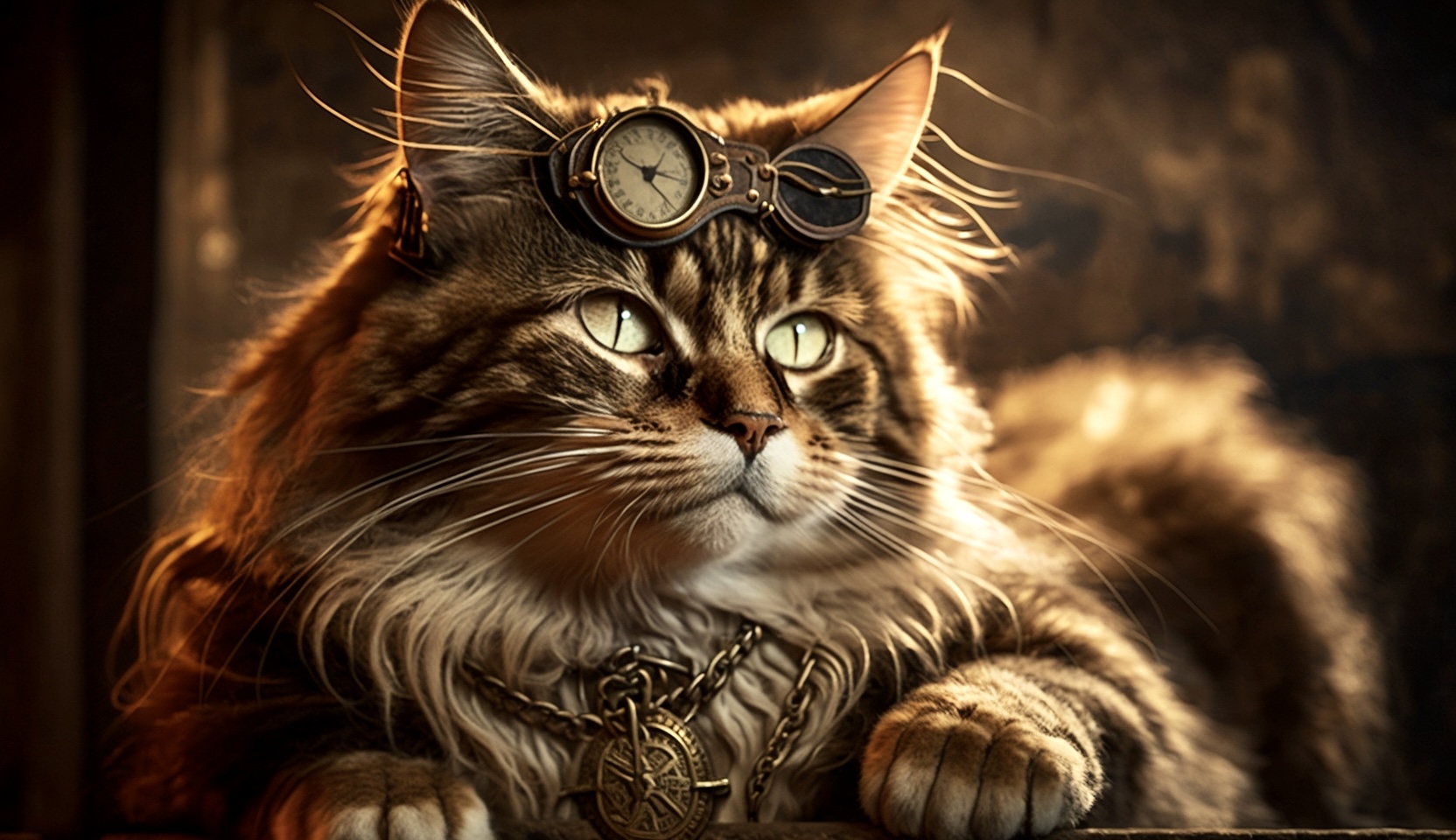 A steampunk Maine Coon Cat - erstellt mit KI