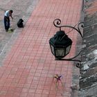 A Street Sweeper, a Lantern and a Pinata