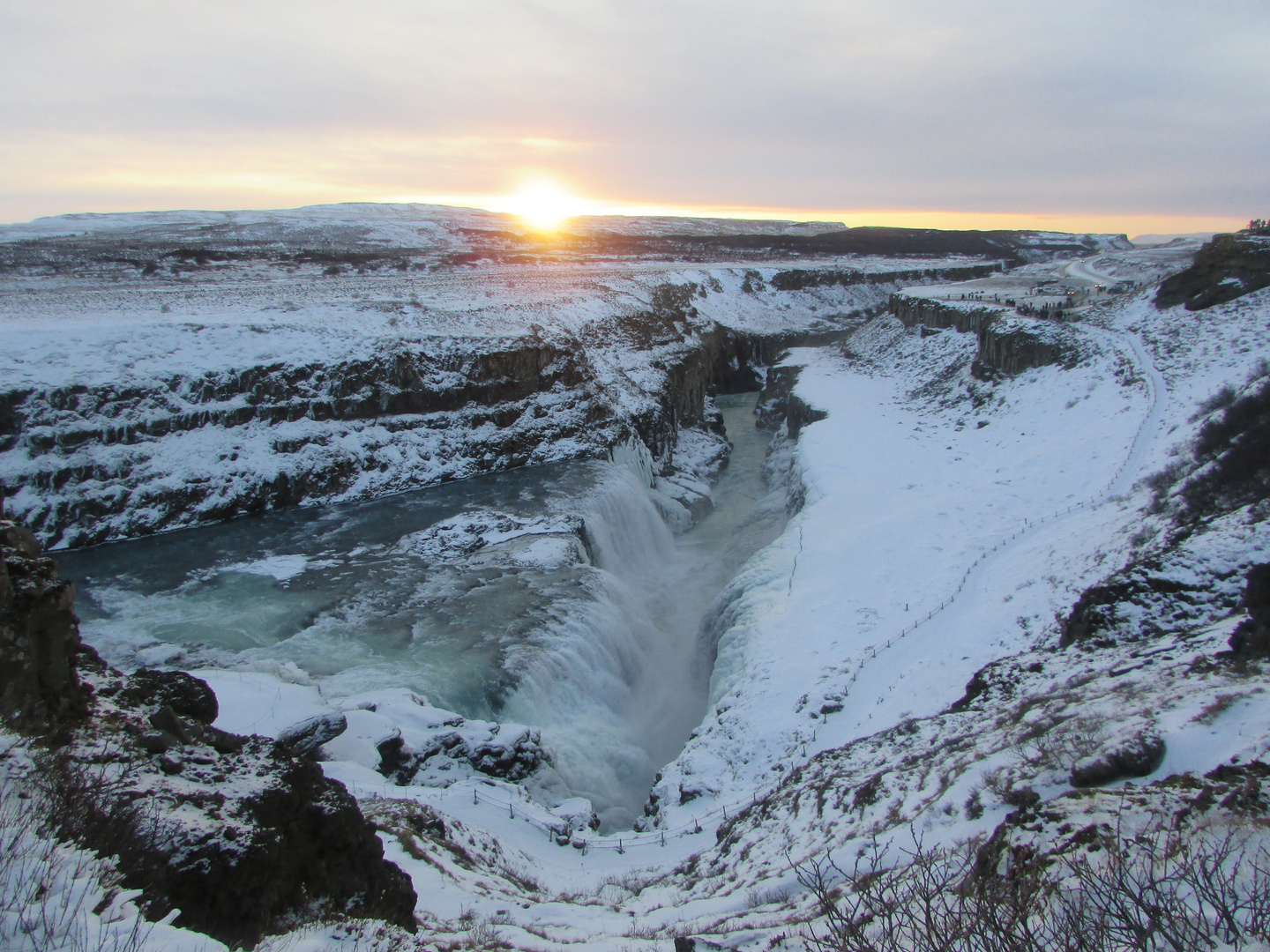 A sunset at Gulfoss