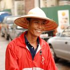 A traffic officer, guiding traffic in Nong-Kai.