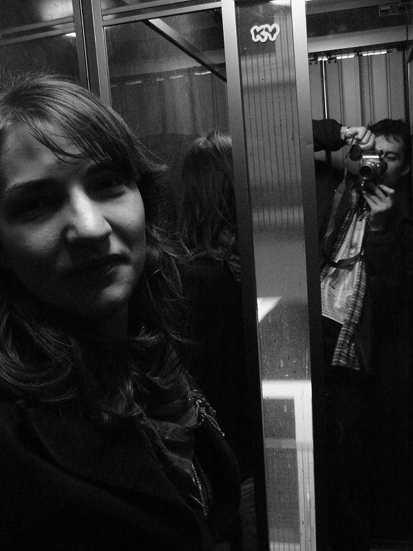 A trip in tha elevator with a beautiful girl