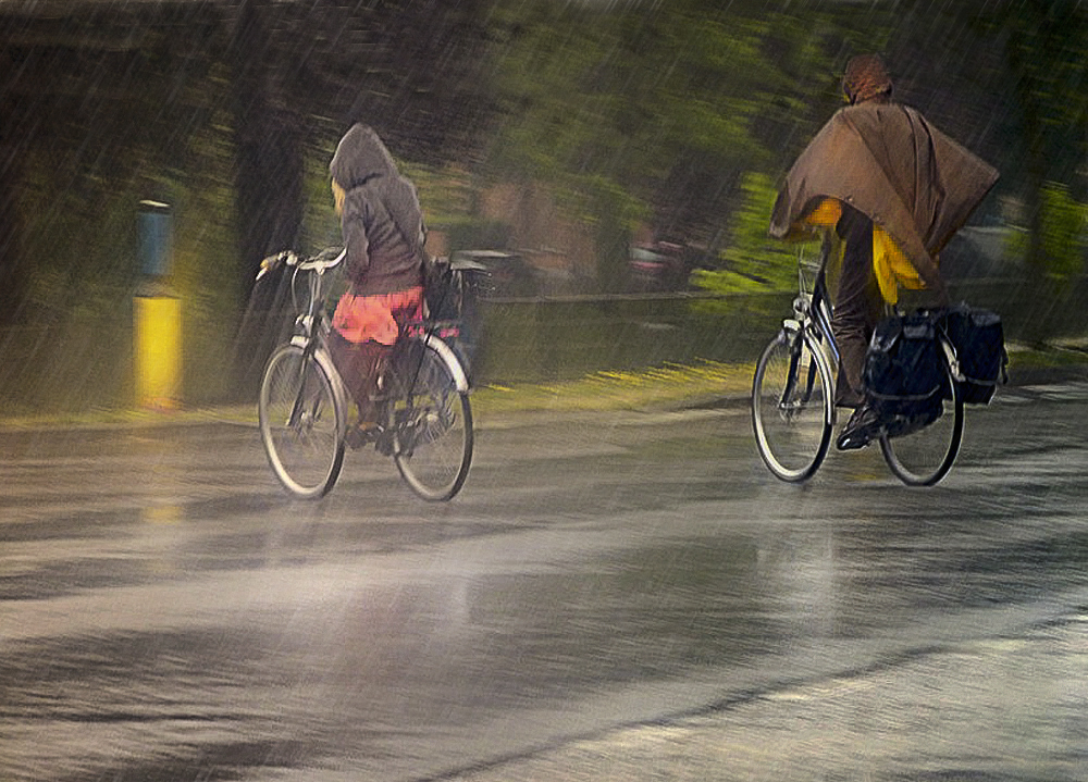 A vélo sous la pluie