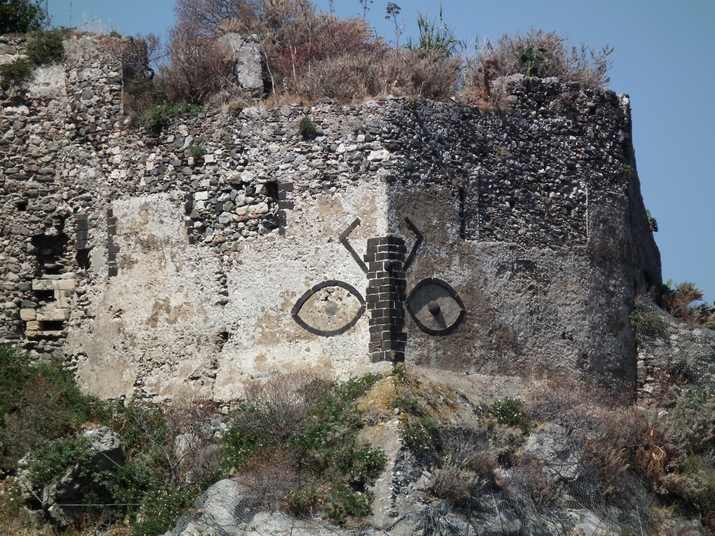 A very ancient sundial in the walls of the castle of Milazzo